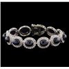 Image 1 : 44.19 ctw Blue Star Sapphire and Diamond Bracelet - 14KT White Gold