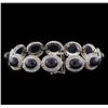 Image 2 : 44.19 ctw Blue Star Sapphire and Diamond Bracelet - 14KT White Gold
