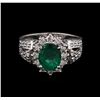 Image 1 : 1.92 ctw Emerald and Diamond Ring - 14KT White Gold