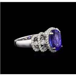 18KT White Gold 2.15 ctw Tanzanite and Diamond Ring