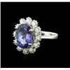 Image 2 : 14KT White Gold 5.33 ctw Tanzanite and Diamond Ring