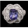 Image 2 : 18KT White Gold 3.35 ctw Tanzanite and Diamond Ring