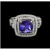 Image 2 : 18KT White Gold 3.33 ctw Tanzanite and Diamond Ring