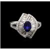 Image 2 : 14KT White Gold 1.01 ctw Sapphire and Diamond Ring