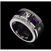 Image 1 : 0.54 ctw Amethyst and White Sapphire Ring - .925 Silver