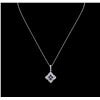 Image 2 : 14KT White Gold 0.46 ctw Sapphire and Diamond Pendant With Chain