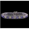 Image 1 : 14KT White Gold 12.69 ctw Tanzanite and Diamond Bracelet