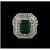 Image 2 : 14KT White Gold 2.96 ctw Emerald and Diamond Ring