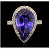 Image 2 : 14KT Yellow Gold GIA Certified 8.69 ctw Tanzanite and Diamond Ring