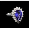 Image 1 : 3.54 ctw Tanzanite and Diamond Ring - 14KT White Gold