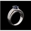 Image 4 : 1.21 ctw Sapphire and Diamond Ring - 18KT White Gold