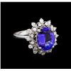 Image 1 : 3.60 ctw Tanzanite and Diamond Ring - 14KT White Gold