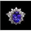 Image 2 : 3.60 ctw Tanzanite and Diamond Ring - 14KT White Gold