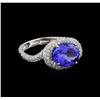 Image 1 : 4.36 ctw Tanzanite and Diamond Ring - 14KT White Gold