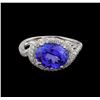 Image 2 : 4.36 ctw Tanzanite and Diamond Ring - 14KT White Gold