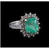 Image 1 : 3.90 ctw Emerald and Diamond Ring - 14KT White Gold