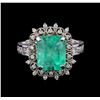 Image 2 : 3.90 ctw Emerald and Diamond Ring - 14KT White Gold