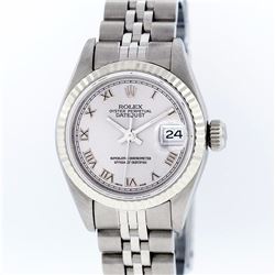 Rolex Stainless Steel Silver Roman DateJust Ladies Watch