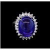 Image 2 : 13.98 ctw Tanzanite and Diamond Ring - 14KT White Gold