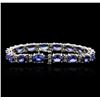 Image 2 : 14KT White Gold 22.40 ctw Tanzanite and Diamond Bracelet
