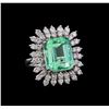 Image 1 : GIA Cert 10.87 ctw Emerald and Diamond Ring - 14KT White Gold