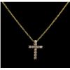 Image 1 : 0.34 ctw Diamond Cross Pendant With Chain - 14KT Yellow Gold