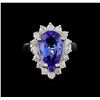 Image 2 : 5.02 ctw Tanzanite and Diamond Ring - 14KT White Gold