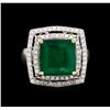 Image 2 : 14KT White Gold 6.03 ctw Emerald and Diamond Ring
