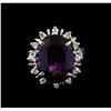 Image 2 : 7.77 ctw Amethyst and Diamond Ring - 14KT White Gold