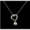 Image 1 : 0.19 ctw Pearl and Diamond Pendant - 14KT White Gold