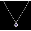Image 2 : 3.56 ctw Tanzanite and Diamond Pendant With Chain - 14KT White Gold