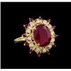 Image 1 : 10.65 ctw Ruby and Diamond Ring - 14KT Yellow Gold