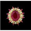 Image 2 : 10.65 ctw Ruby and Diamond Ring - 14KT Yellow Gold