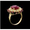 Image 4 : 10.65 ctw Ruby and Diamond Ring - 14KT Yellow Gold