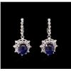 Image 1 : 11.53 ctw Dyed Sapphire and Diamond Earrings - 14KT White Gold