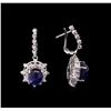 Image 2 : 11.53 ctw Dyed Sapphire and Diamond Earrings - 14KT White Gold