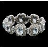 Image 1 : 14KT White Gold 38.79 ctw Aquamarine and Diamond Bracelet