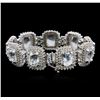 Image 2 : 14KT White Gold 38.79 ctw Aquamarine and Diamond Bracelet