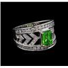 Image 1 : 1.31 ctw Tsavorite and Diamond Ring - 14KT White Gold