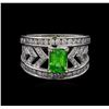 Image 2 : 1.31 ctw Tsavorite and Diamond Ring - 14KT White Gold