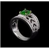 Image 4 : 1.31 ctw Tsavorite and Diamond Ring - 14KT White Gold