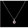 Image 2 : 14KT White Gold 1.95 ctw Tourmaline and Diamond Pendant With Chain