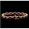Image 2 : 27.55 ctw Ruby and Diamond Bracelet - 14KT Yellow Gold