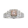 Image 1 : 0.16 ctw Pink and White Diamond Ring - 18KT Rose and White Gold