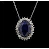 Image 1 : 25.71 ctw Sapphire and Diamond Pendant With Chain - 14KT White Gold