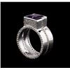 Image 4 : Crayola 3.50 ctw Pink Amethyst and White Sapphire Ring - .925 Silver