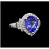 Image 1 : 14KT White Gold 2.90 ctw Tanzanite and Diamond Ring