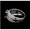 Image 3 : 14KT White Gold 1.46 ctw Tanzanite and Diamond Ring