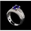 Image 4 : 14KT White Gold 1.46 ctw Tanzanite and Diamond Ring