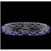 Image 2 : 14KT White Gold 16.66 ctw Tanzanite and Diamond Bracelet